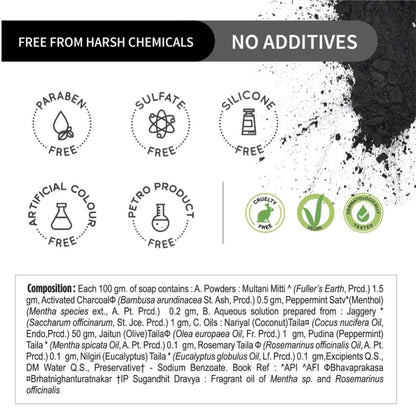 Charcoal Detox Handmade Castile Soap with Jaggery & Nourishing Oils to Deep Cleanse & Purify Skin