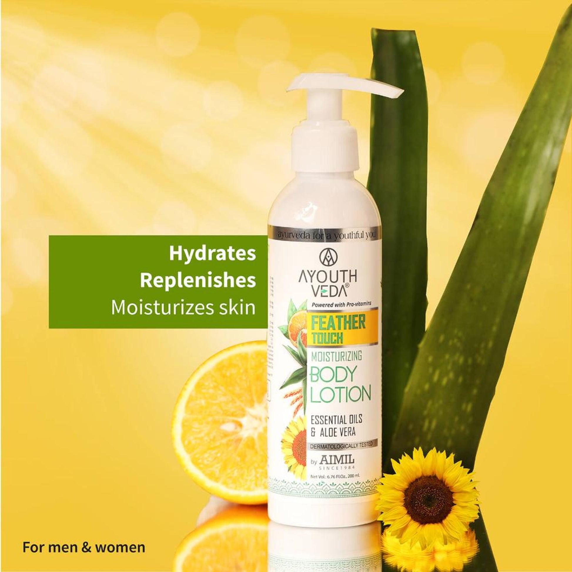 Feather Touch Moisturizing Body Lotion with 5 Essential Oils & Aloe Vera for Soft Skin