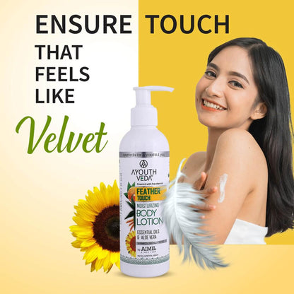 Feather Touch Moisturizing Body Lotion with 5 Essential Oils & Aloe Vera for Soft Skin