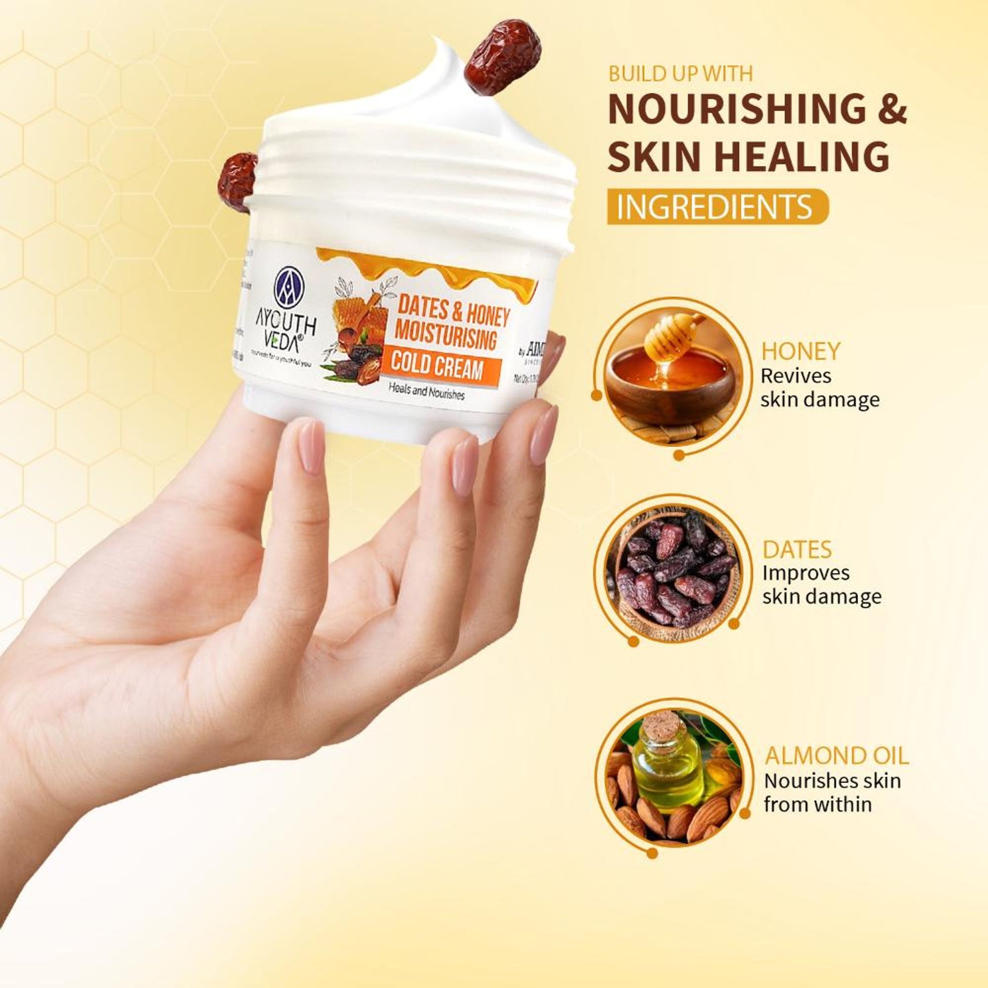 Dates & Honey Moisturising Cold Cream with Aloe Vera to Deeply Nourish & Soften Skin