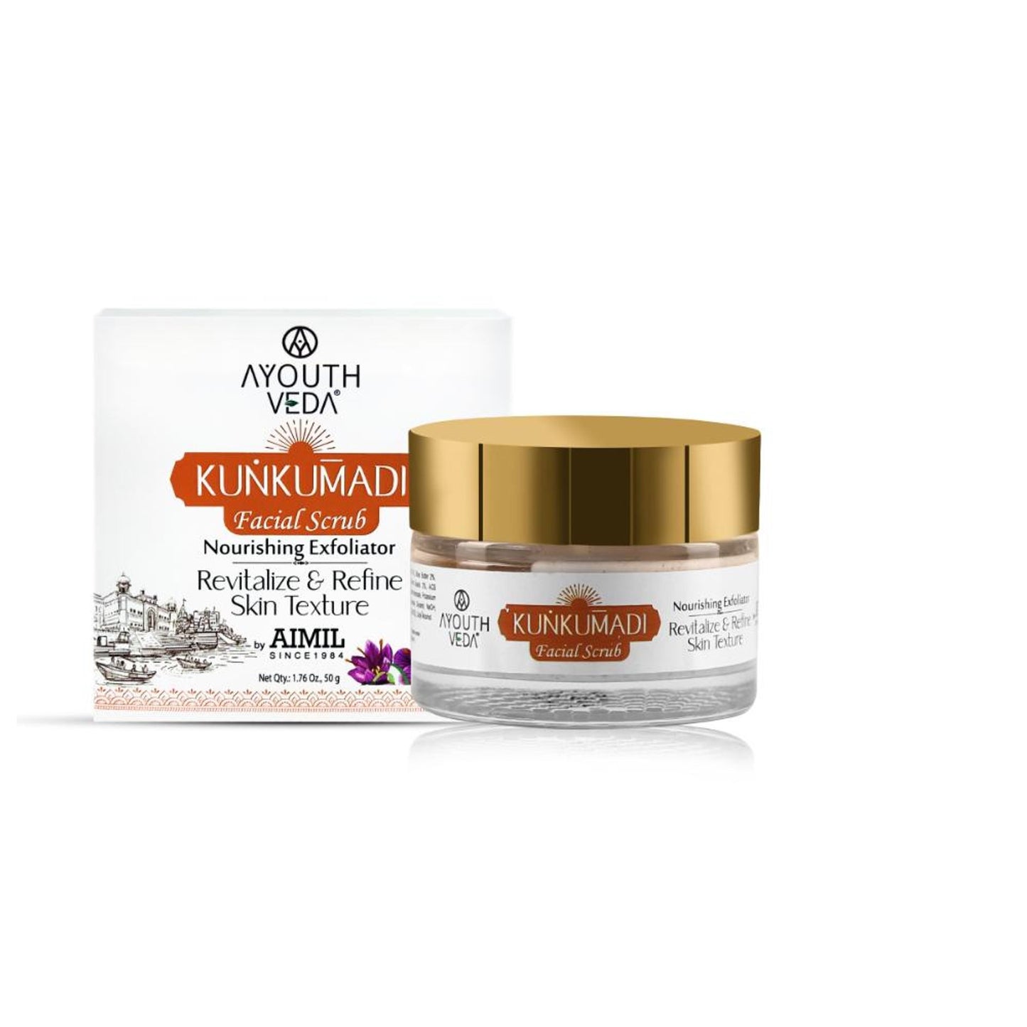 Ayouthveda Kunkumadi Face Scrub with Walnut Finest Kashmiri Saffron & Sunflower