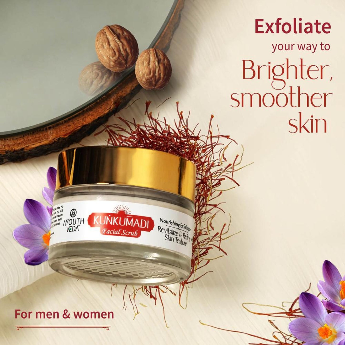 Ayouthveda Kunkumadi Face Scrub with Walnut Finest Kashmiri Saffron & Sunflower