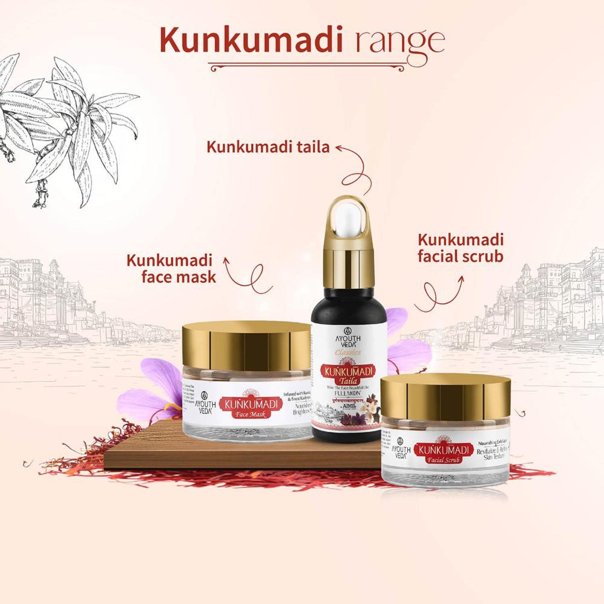 Ayouthveda Kunkumadi Face Scrub with Walnut Finest Kashmiri Saffron & Sunflower