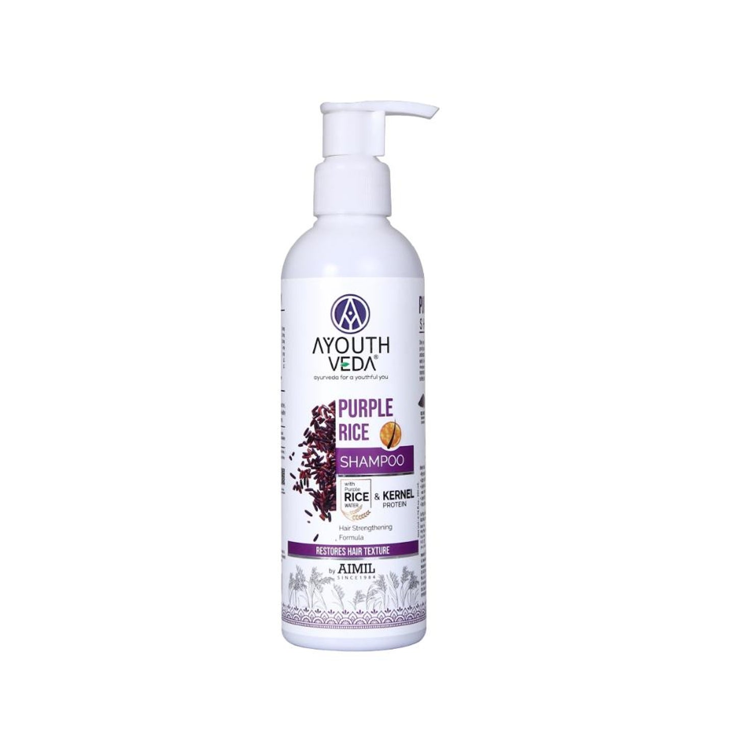 Ayouthveda Purple Rice Shampoo with Rice Water & Protein to Strengthen & Smooth Hair