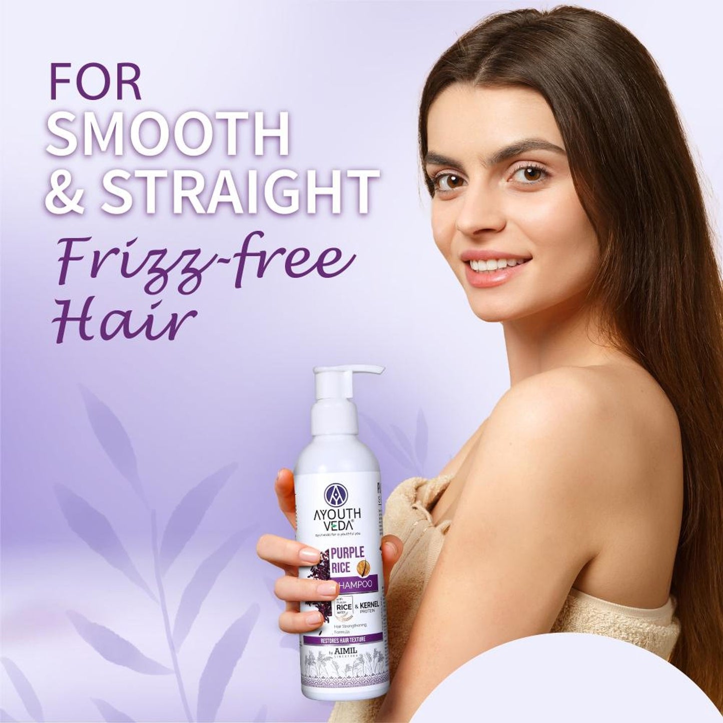 Ayouthveda Purple Rice Shampoo with Rice Water & Protein to Strengthen & Smooth Hair