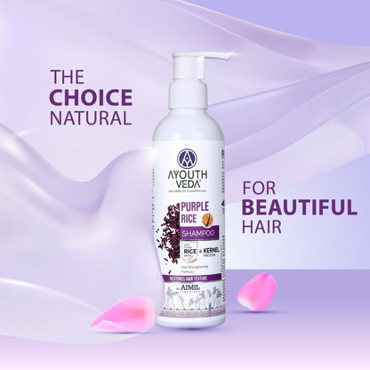 Ayouthveda Purple Rice Shampoo with Rice Water & Protein to Strengthen & Smooth Hair