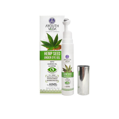 Ayouthveda Hemp Seed Under Eye Gel with Coffee & Almond Oil to Reduce Dark Circles & Fine Lines