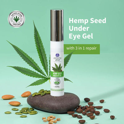 Ayouthveda Hemp Seed Under Eye Gel with Coffee & Almond Oil to Reduce Dark Circles & Fine Lines