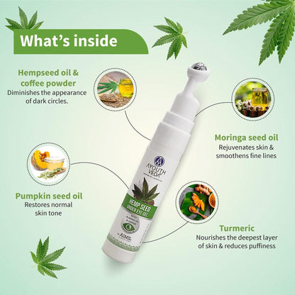 Ayouthveda Hemp Seed Under Eye Gel with Coffee & Almond Oil to Reduce Dark Circles & Fine Lines