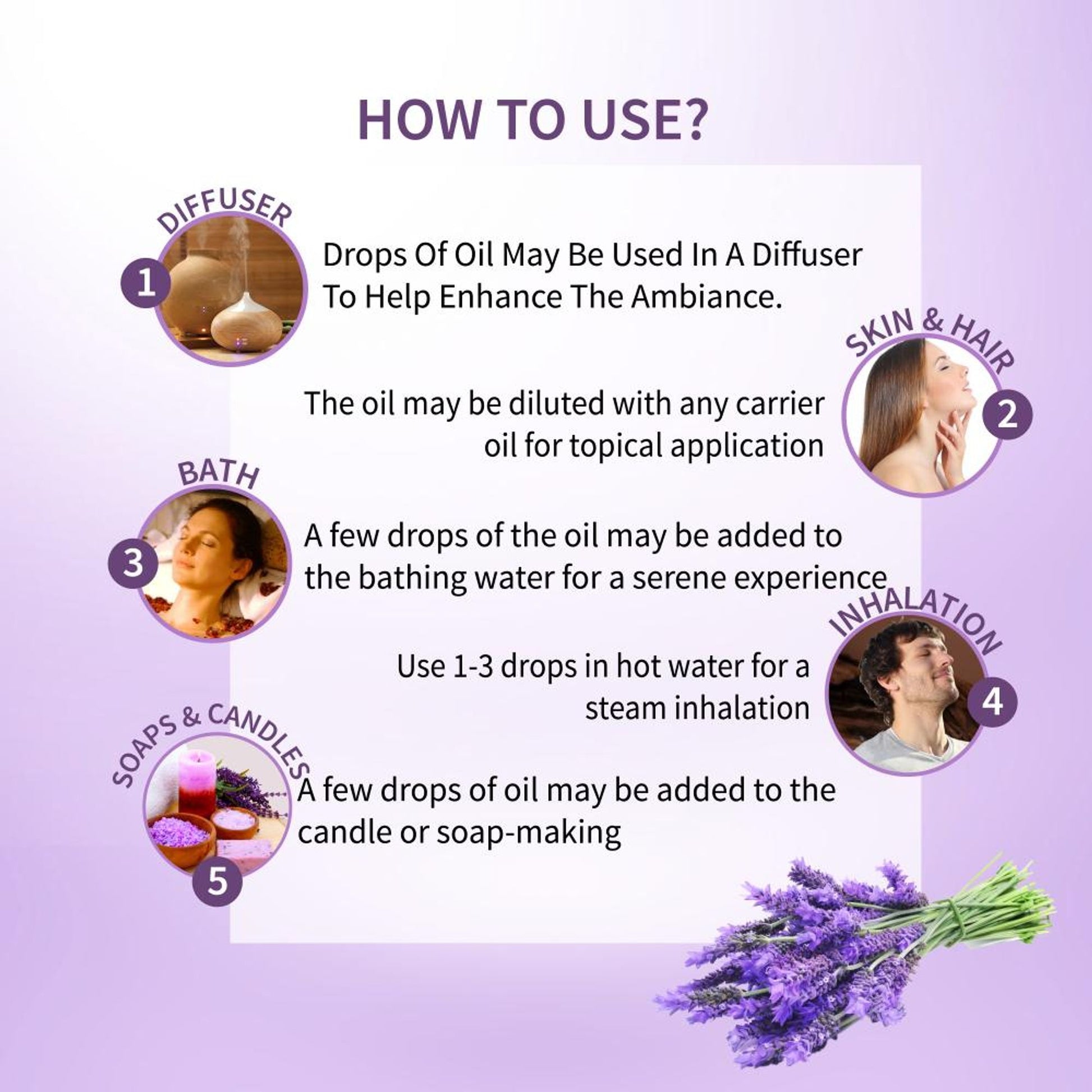 Lavender Essential Oil for Aromatherapy to Soothe Mind & Enhance Skin & Hair Health