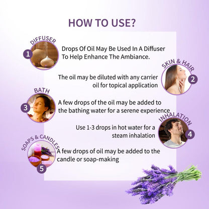 Lavender Essential Oil for Aromatherapy to Soothe Mind & Enhance Skin & Hair Health