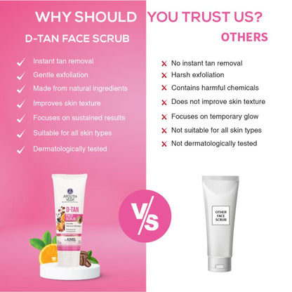 D-Tan Face Scrub with Walnuts, Coffee & Orange for Gentle Exfoliation, Brighten & Even Tone Skin