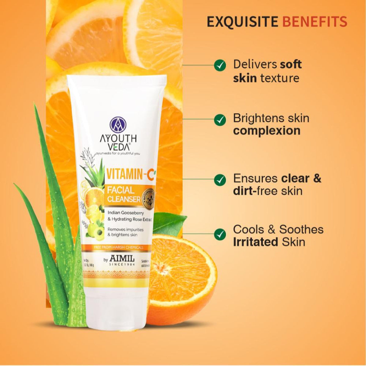 Vitamin-C Facial Cleanser with Gooseberry & Citrus Fruits to Cleanse, Brighten and Hydrate for Skin