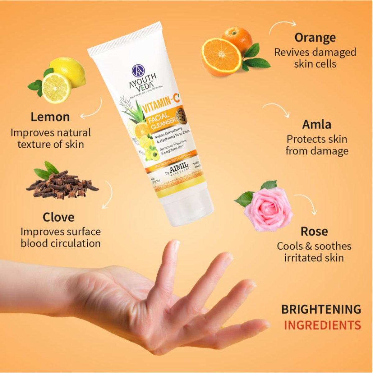 Vitamin-C Facial Cleanser with Gooseberry & Citrus Fruits to Cleanse, Brighten and Hydrate for Skin