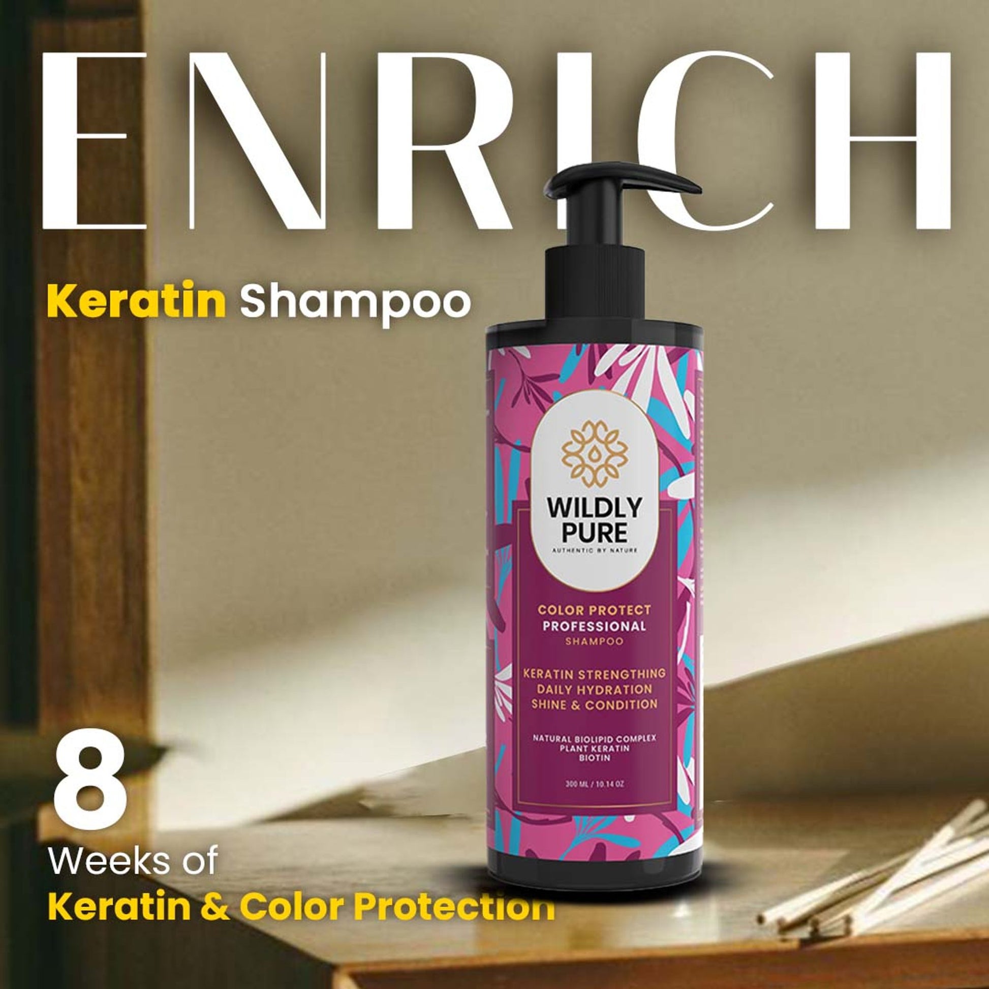Wildly Pure Keratin Shampoo for Color Protection with Natural Biolipid Complex & Polypeptides