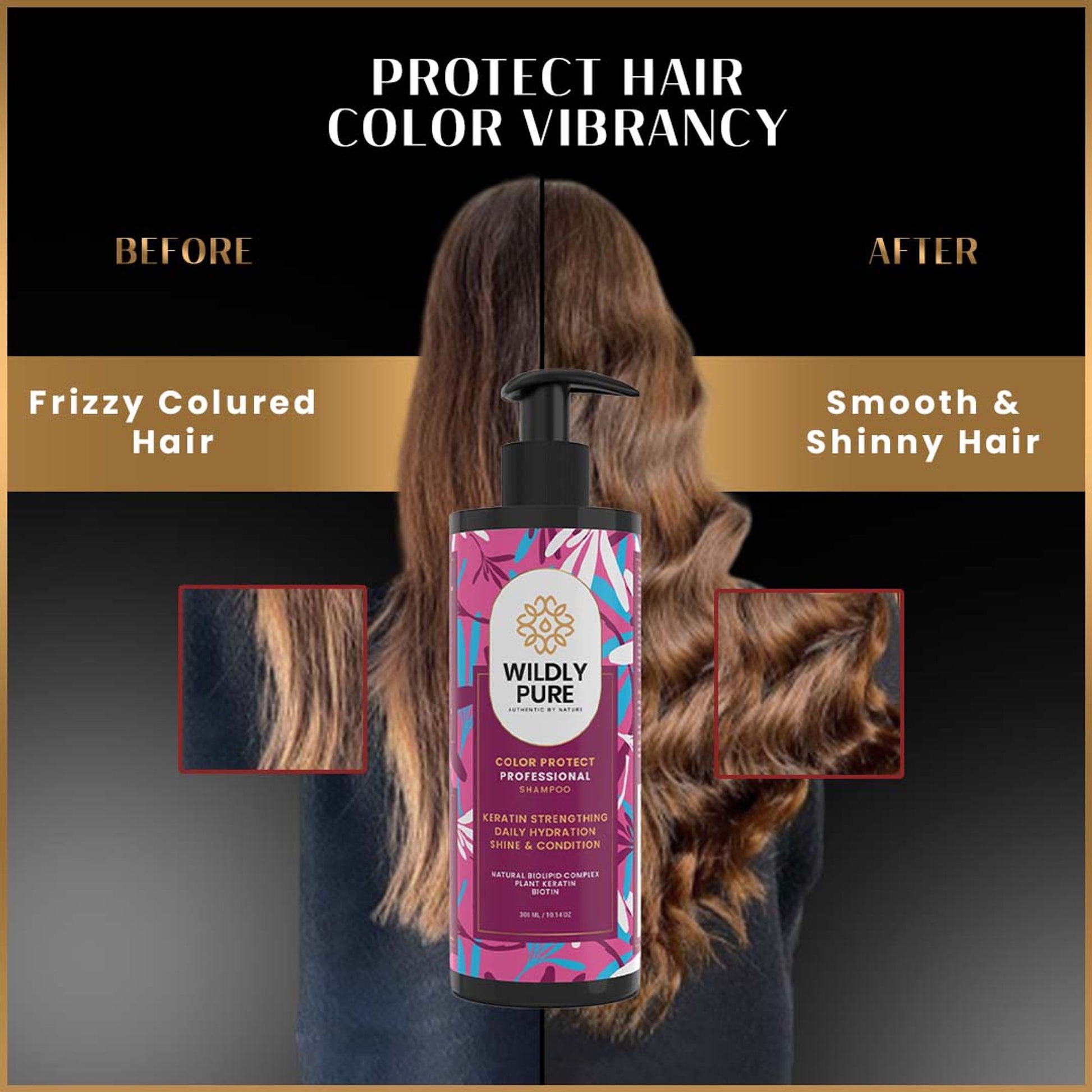 Wildly Pure Keratin Shampoo for Color Protection with Natural Biolipid Complex & Polypeptides