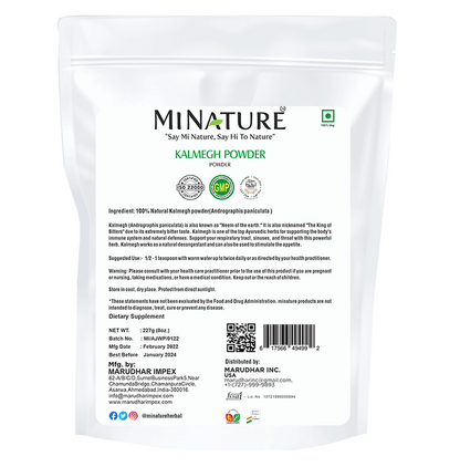Minature Kalmegh Powder hair mask container showing the product label and packaging for natural hair treatment.