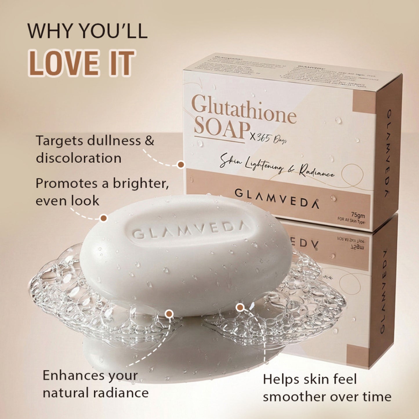Glamveda Glutathione Skin Lightening & Radiance Soap