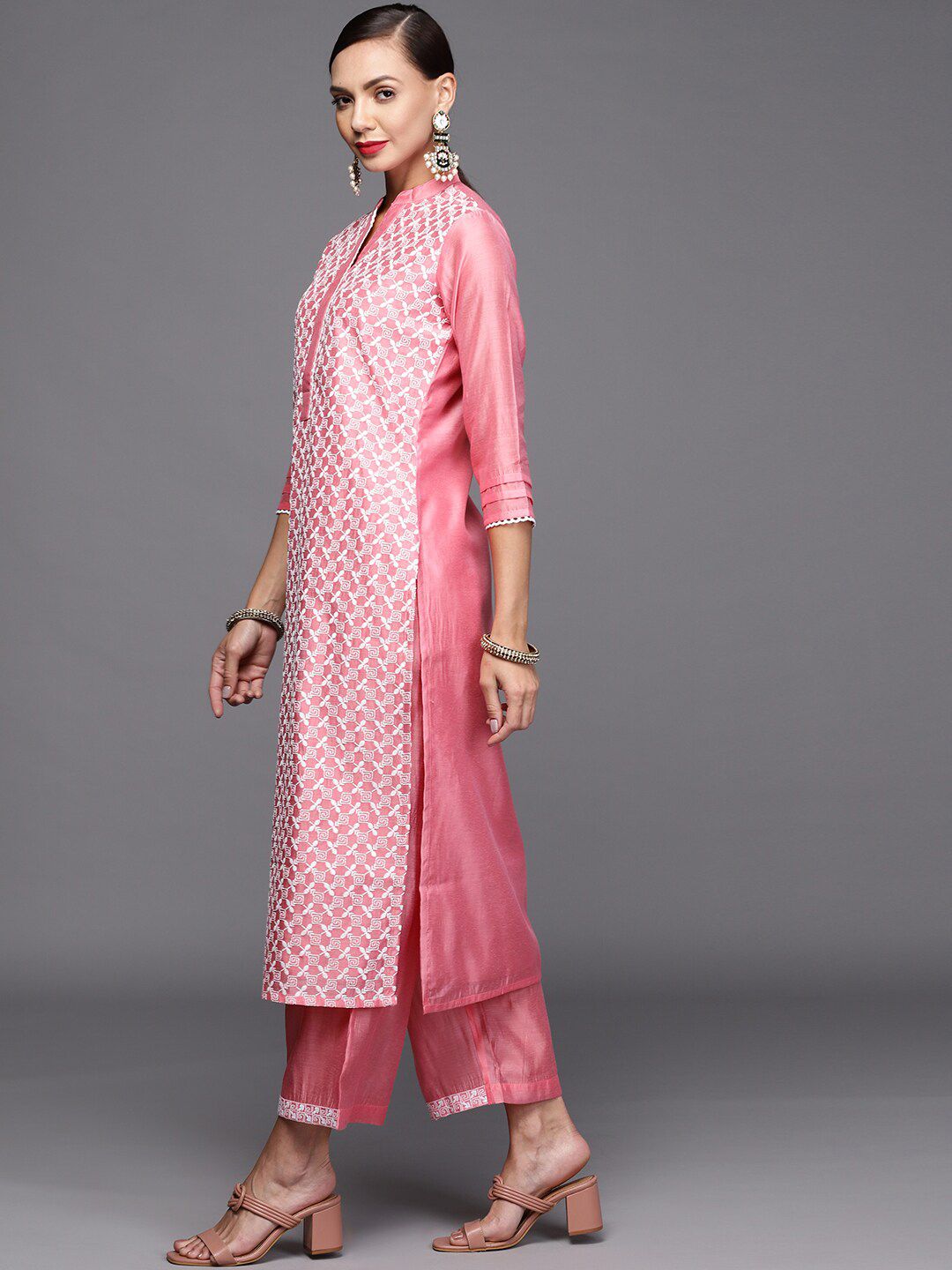 Ethnic Motifs Embroidered Straight Kurta With Palazzos