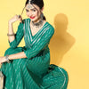 Indyancart VA Women's Green & Silver Striped Gotta Patti Kurta Set