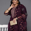 Indyancart IE Plus Size Floral Embroidered Regular Kurta with Trousers & With Dupatta