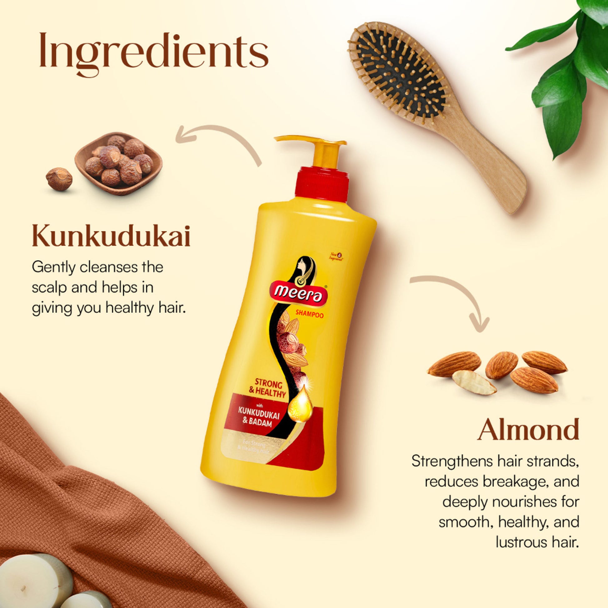 Meera Strong and Healthy Shampoo, With Goodness Of Kunkudukai and Badam