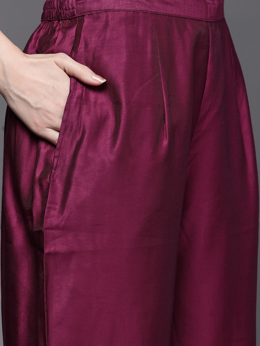 Indyancart IE Women Purple Embroidered Sequinned Liva Kurta with Trousers & With Dupatta