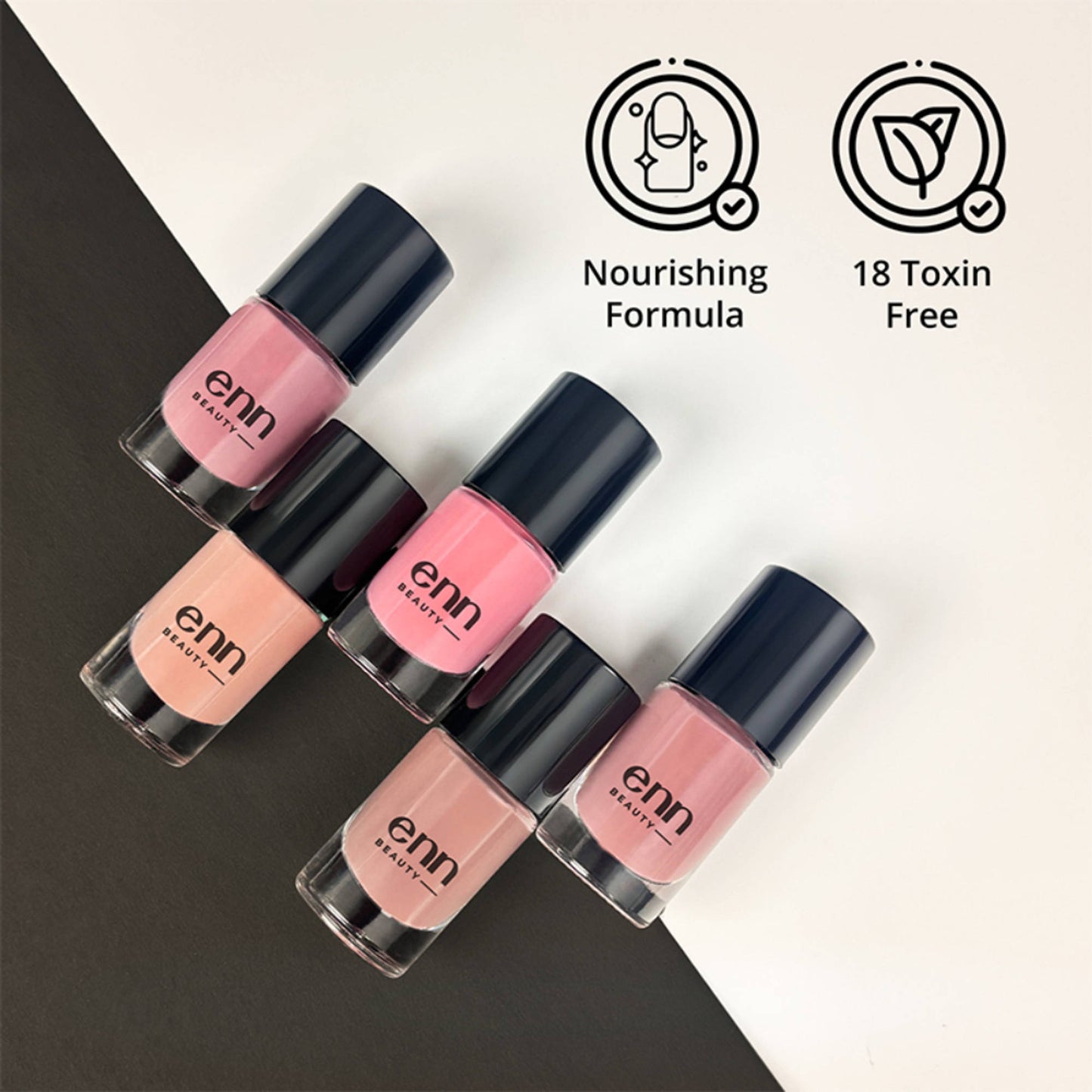 ENN Fast-Drying Ghee Nail Paint Kit Toxin-Free & Chip-Resistant Perfect Nudes