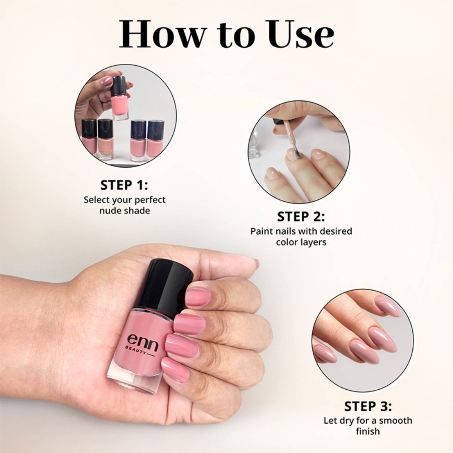 ENN Fast-Drying Ghee Nail Paint Kit Toxin-Free & Chip-Resistant Perfect Nudes