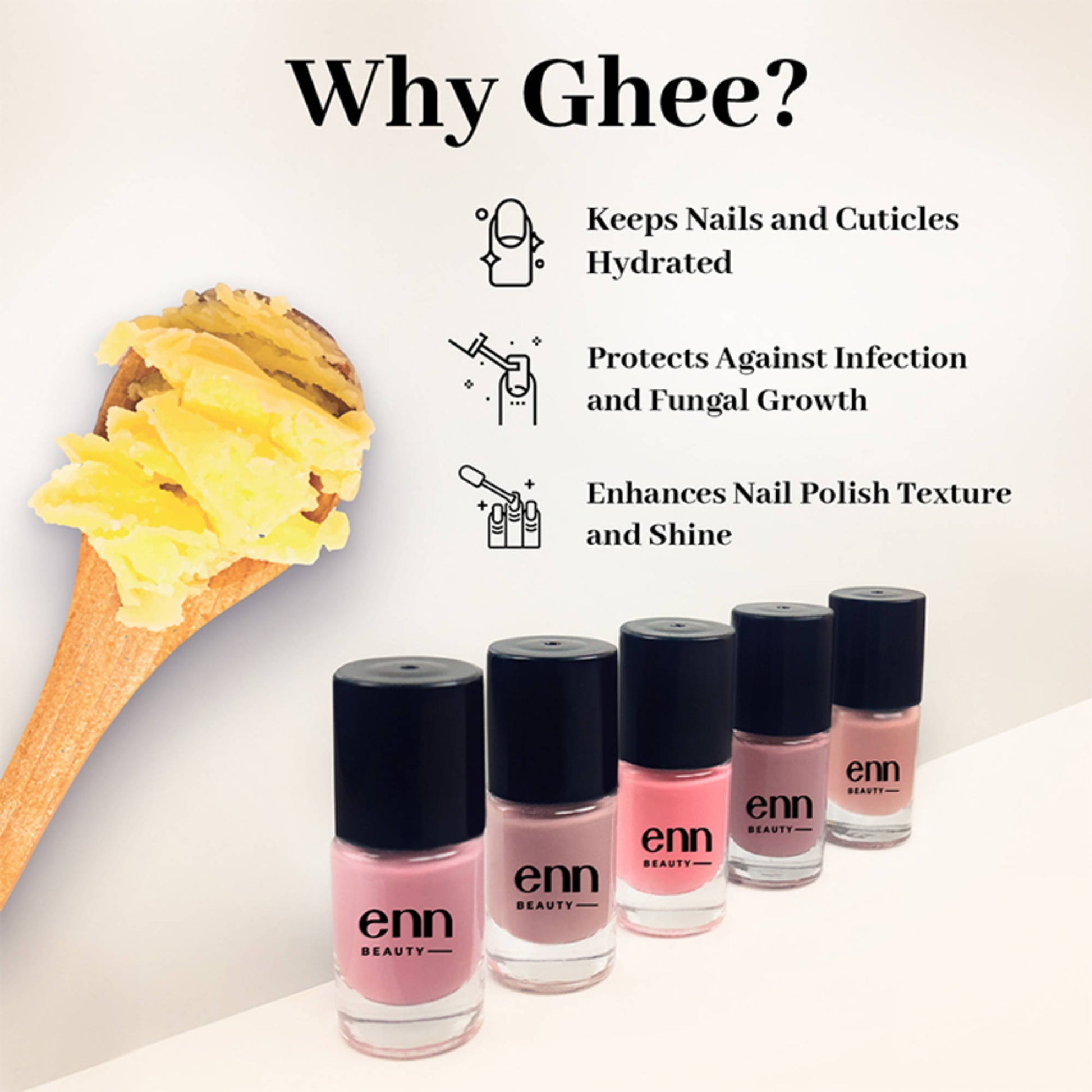 ENN Fast-Drying Ghee Nail Paint Kit Toxin-Free & Chip-Resistant Perfect Nudes