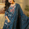 Dhiyona IE Floral Printed Beads & Stones Pure Cotton A-Line Kurta With Trousers & Dupatta