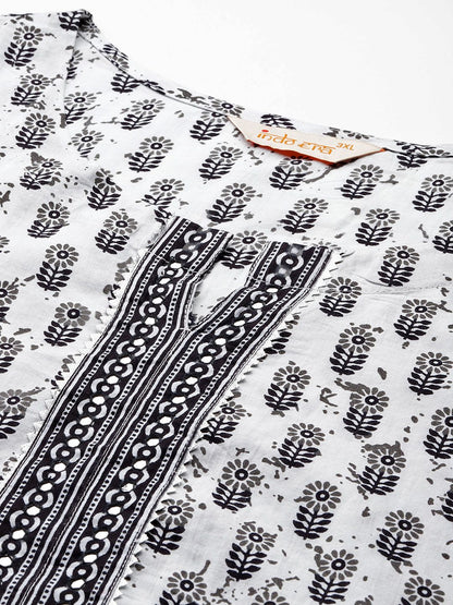 Indyancart Women's Floral Printed Kurta with Trousers & Dupatta