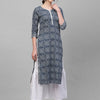 Dhiyona IE Women Navy Blue & White Ethnic Motifs Printed Kurta