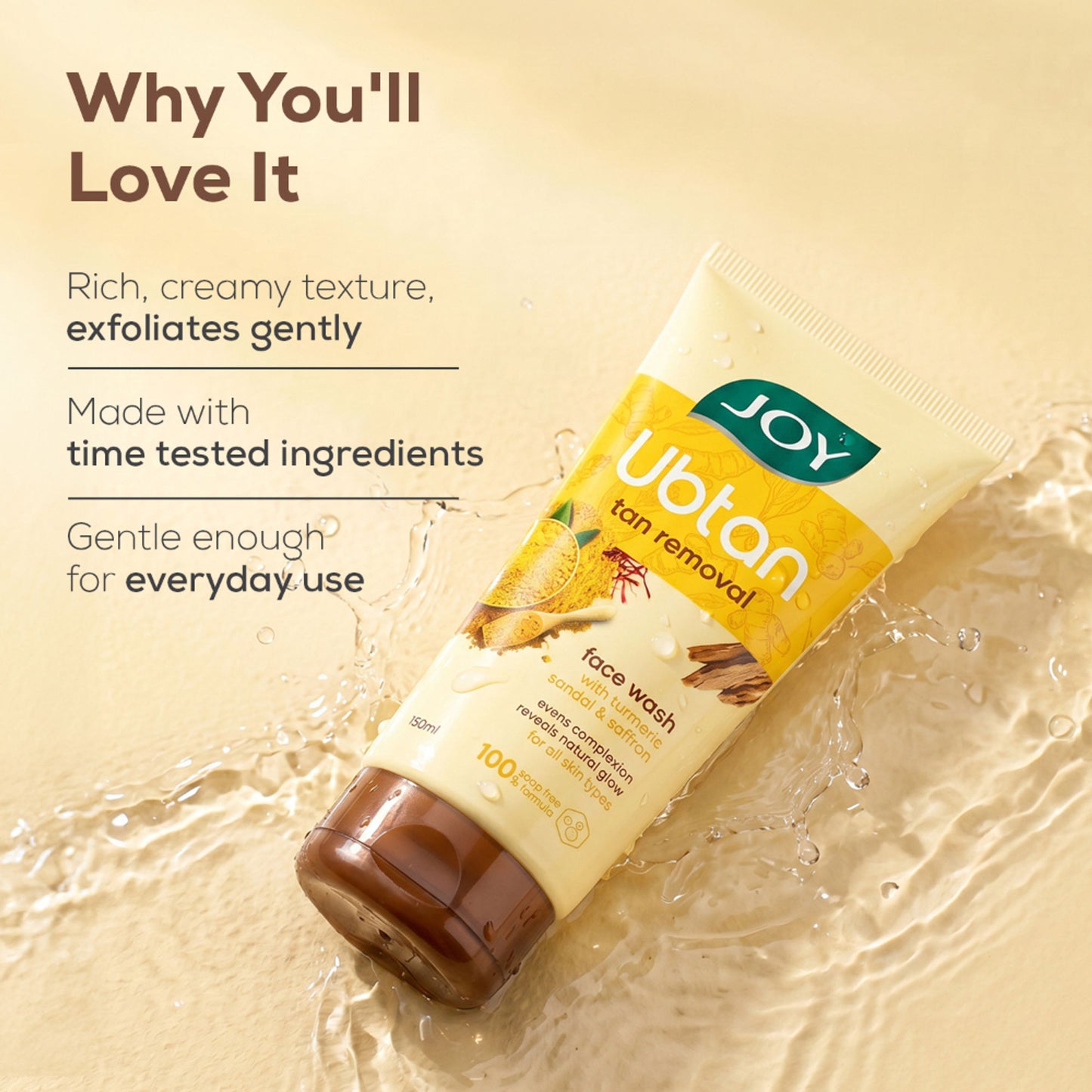 Joy Ubtan Tan Removal Face Wash, For Natural Glowing Skin