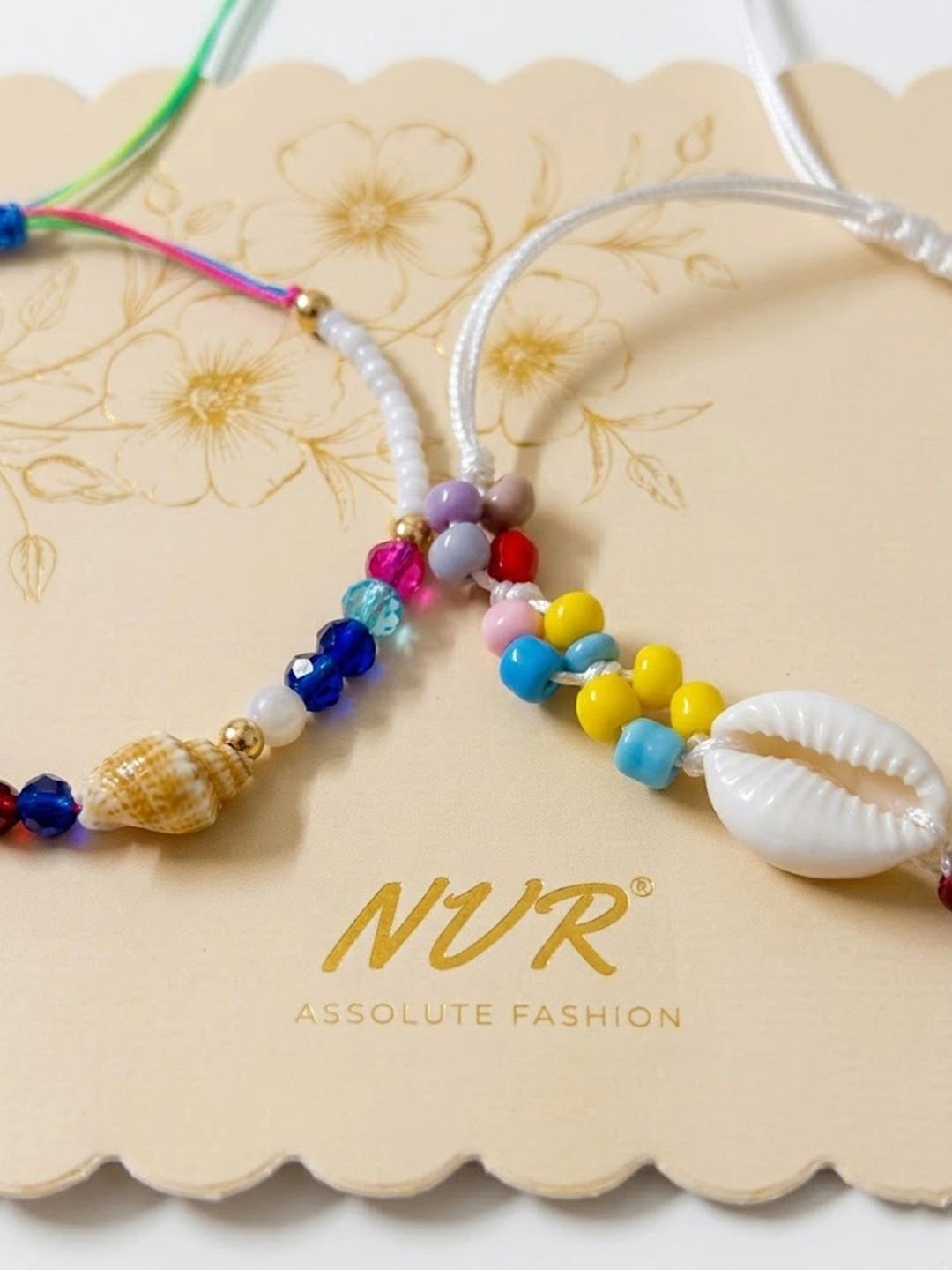 Anouk Set Of 2 Artificial Beads Thread Rakhi With Roli Chawal Chandan Mishri