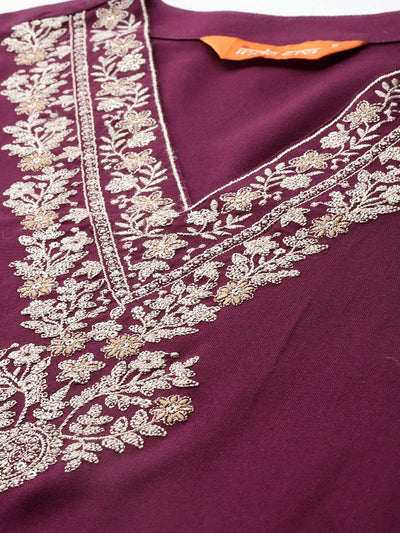 Indyancart IE Floral Embroidered Kurta With Trousers & Dupatta