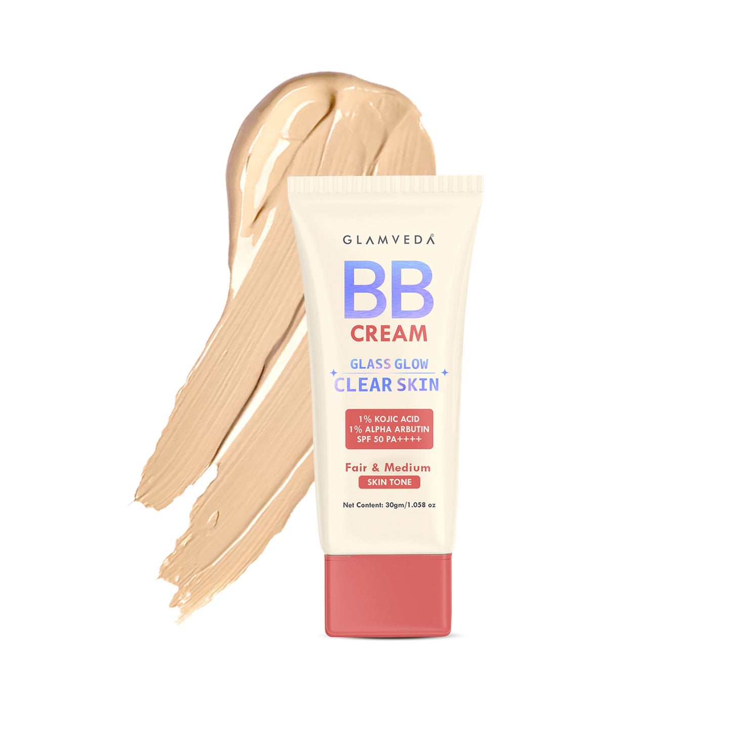 Glamveda BB Cream Glass Glow Clear Skin SPF 50 PA++++ - Dark - Fairandmedium