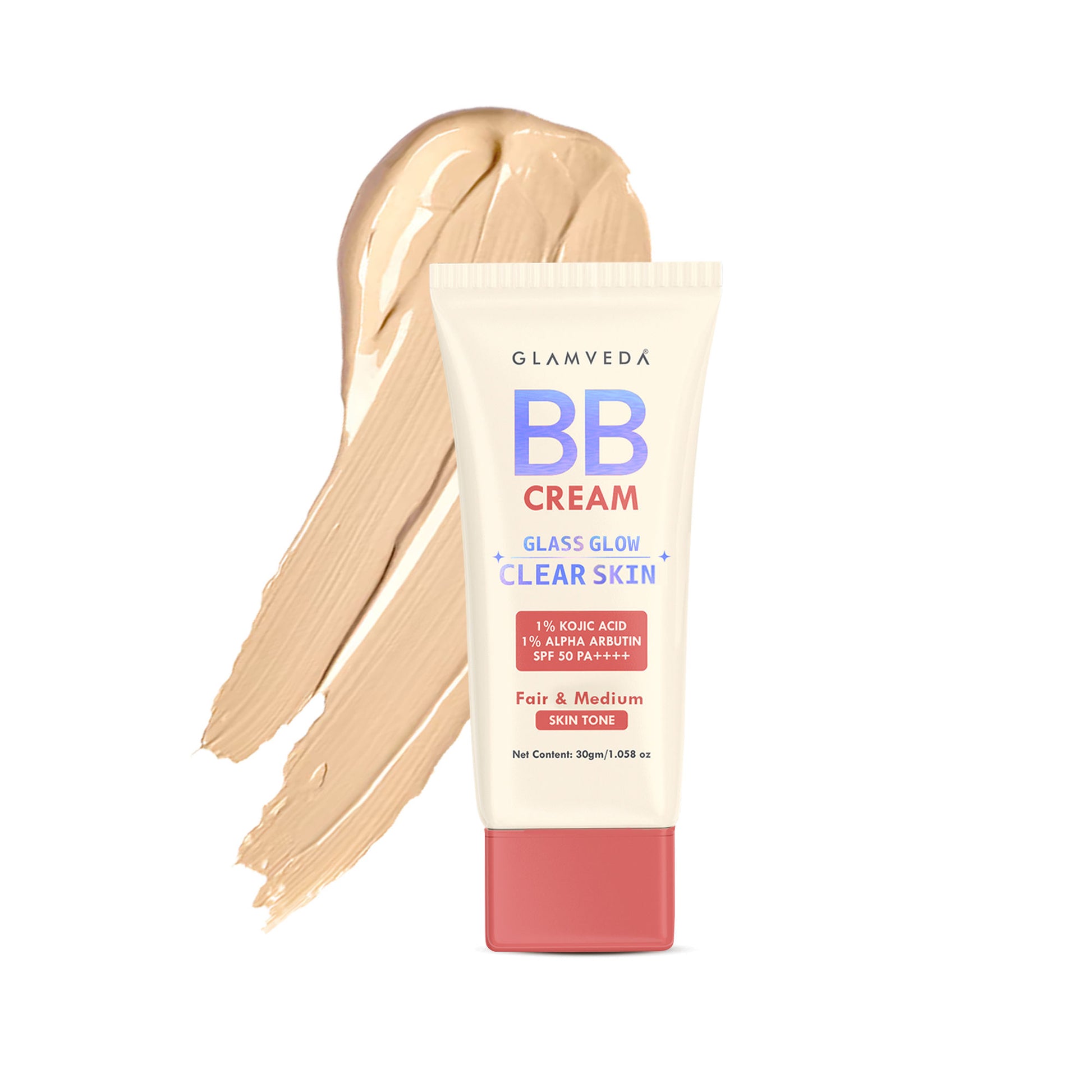 Glamveda BB Cream Glass Glow Clear Skin SPF 50 PA++++ - Dark - Fairandmedium
