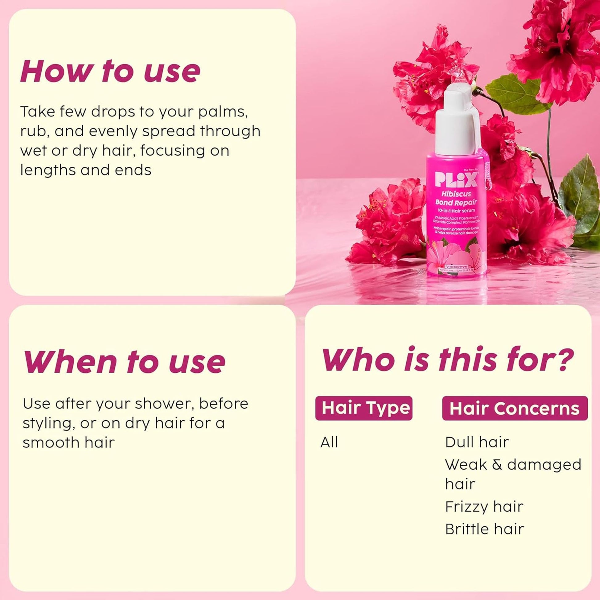 Plix Hibiscus Bond Repair 10-In-1 Hair Serum