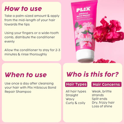 Plix Hibiscus Bond Repair Conditioner For Damaged, Frizzy Hair