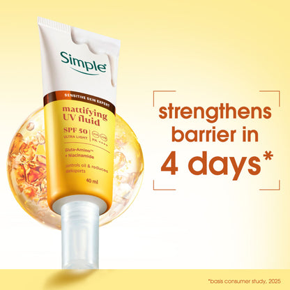 Simple Mattifying UV Fluid SPF 50 PA++++ with Niacinamide Sunscreen For Oily & Sensitive Skin