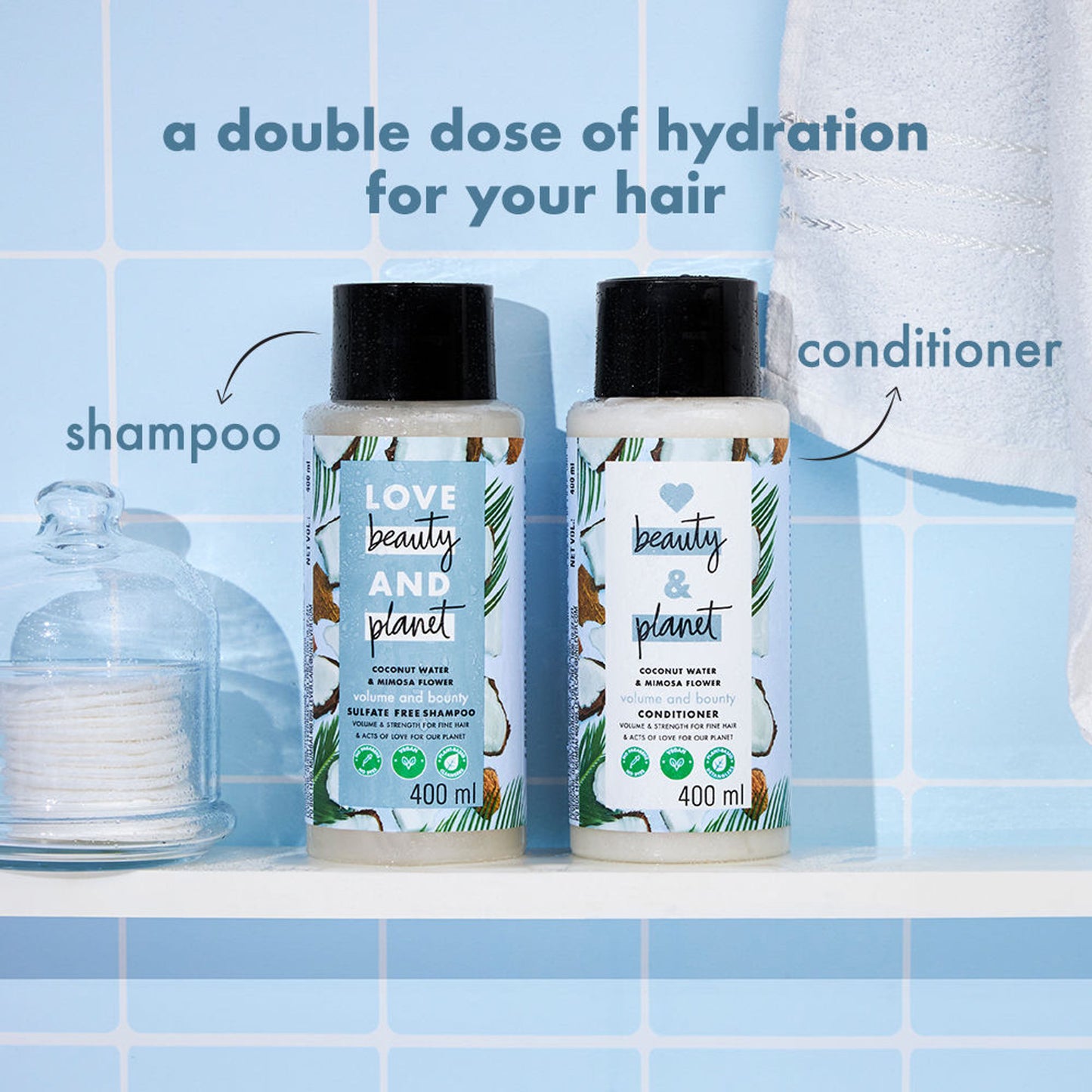Love Beauty & Planet Coconut Water & Mimosa Flower Shampoo For Volume & Bounce, No Sulphates