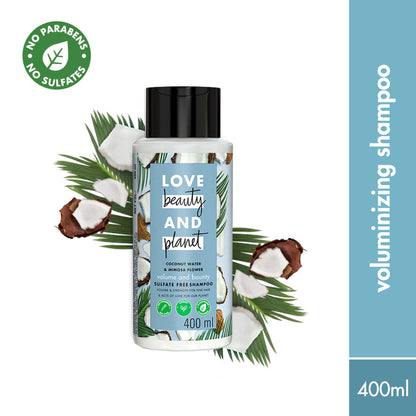 Love Beauty & Planet Coconut Water & Mimosa Flower Shampoo For Volume & Bounce, No Sulphates