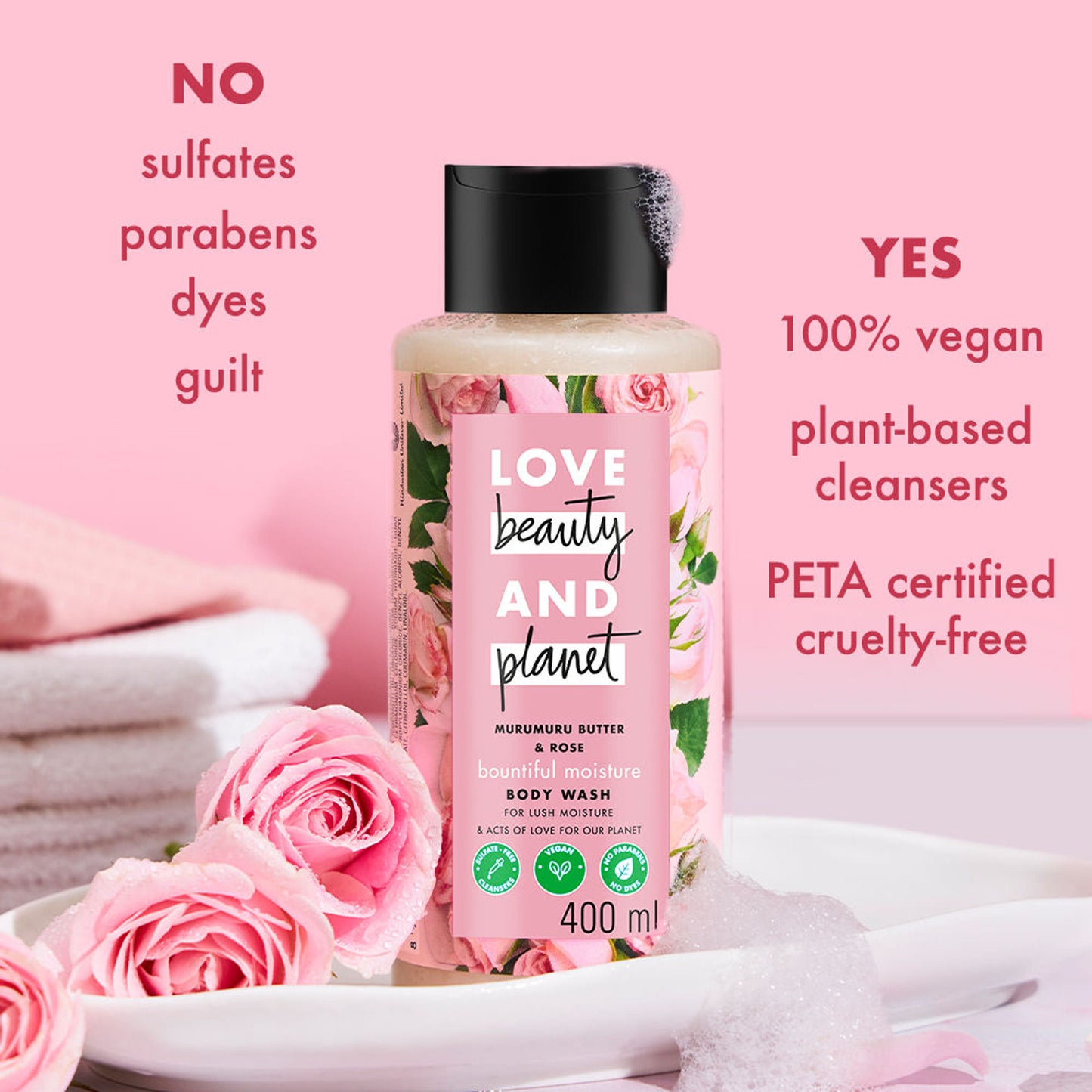 Love Beauty & Planet Murumuru Butter And Rose Moisturising Creme Body Wash