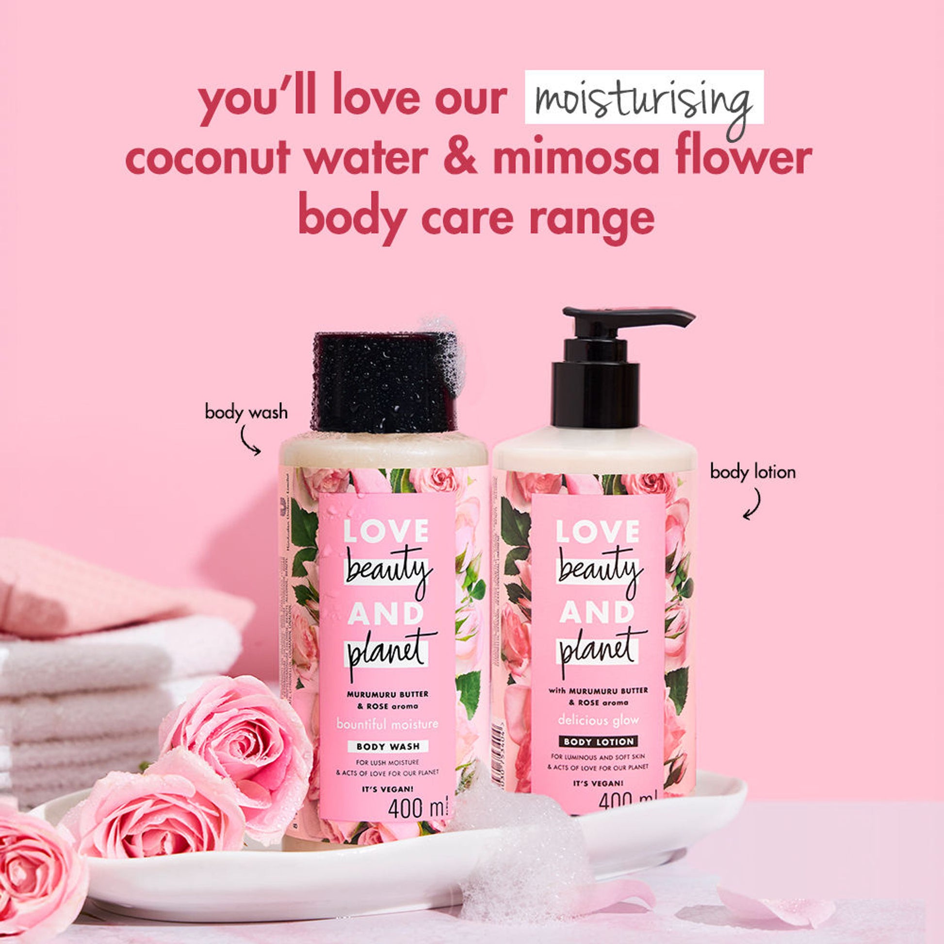 Love Beauty & Planet Murumuru Butter And Rose Moisturising Creme Body Wash