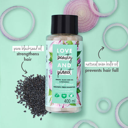 Love Beauty & Planet Onion, Black Seed & Patchouli Hair Fall Control Sulphate Free Shampoo