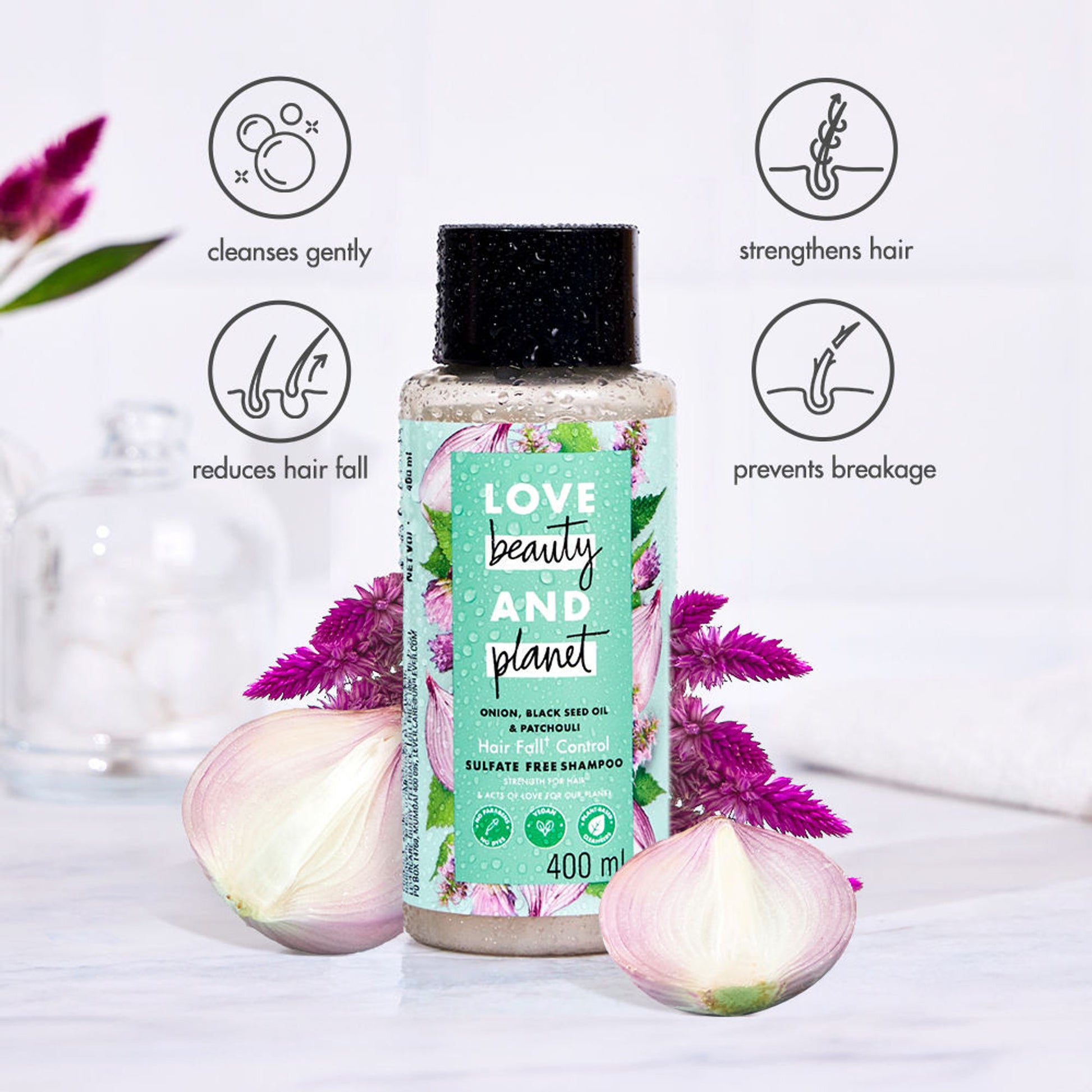 Love Beauty & Planet Onion, Black Seed & Patchouli Hair Fall Control Sulphate Free Shampoo