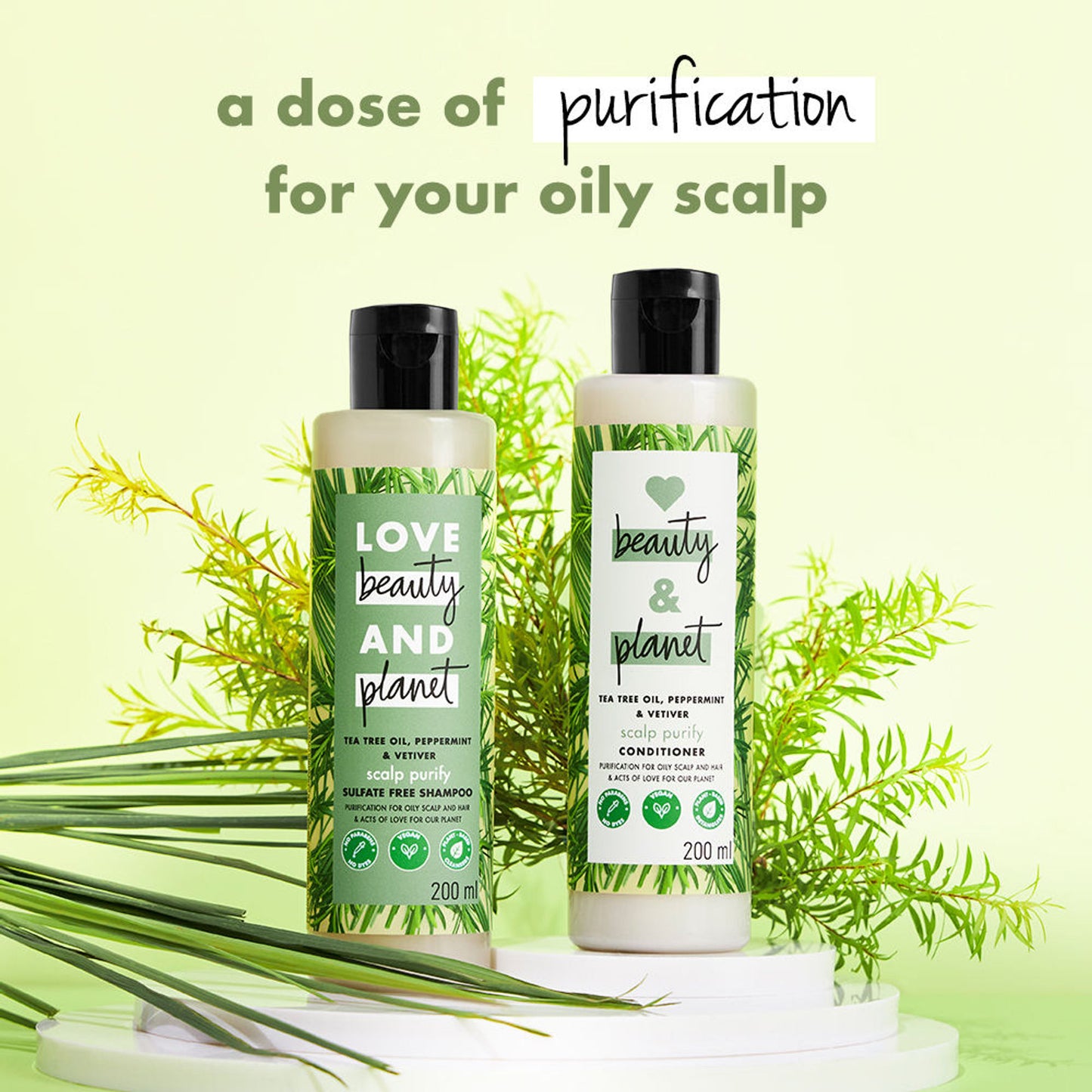 Love Beauty & Planet Tea Tree, Peppermint & Vetiver Scalp Purify Shampoo, Sulphates Free