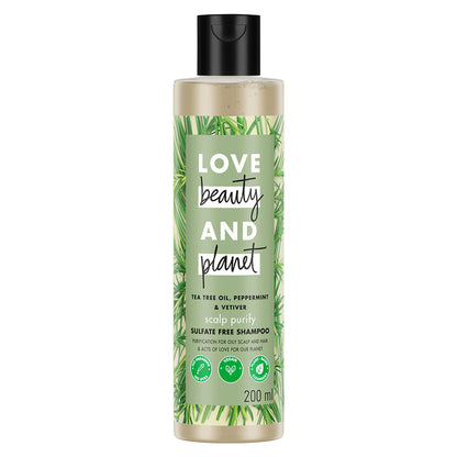 Love Beauty & Planet Tea Tree, Peppermint & Vetiver Scalp Purify Shampoo, Sulphates Free