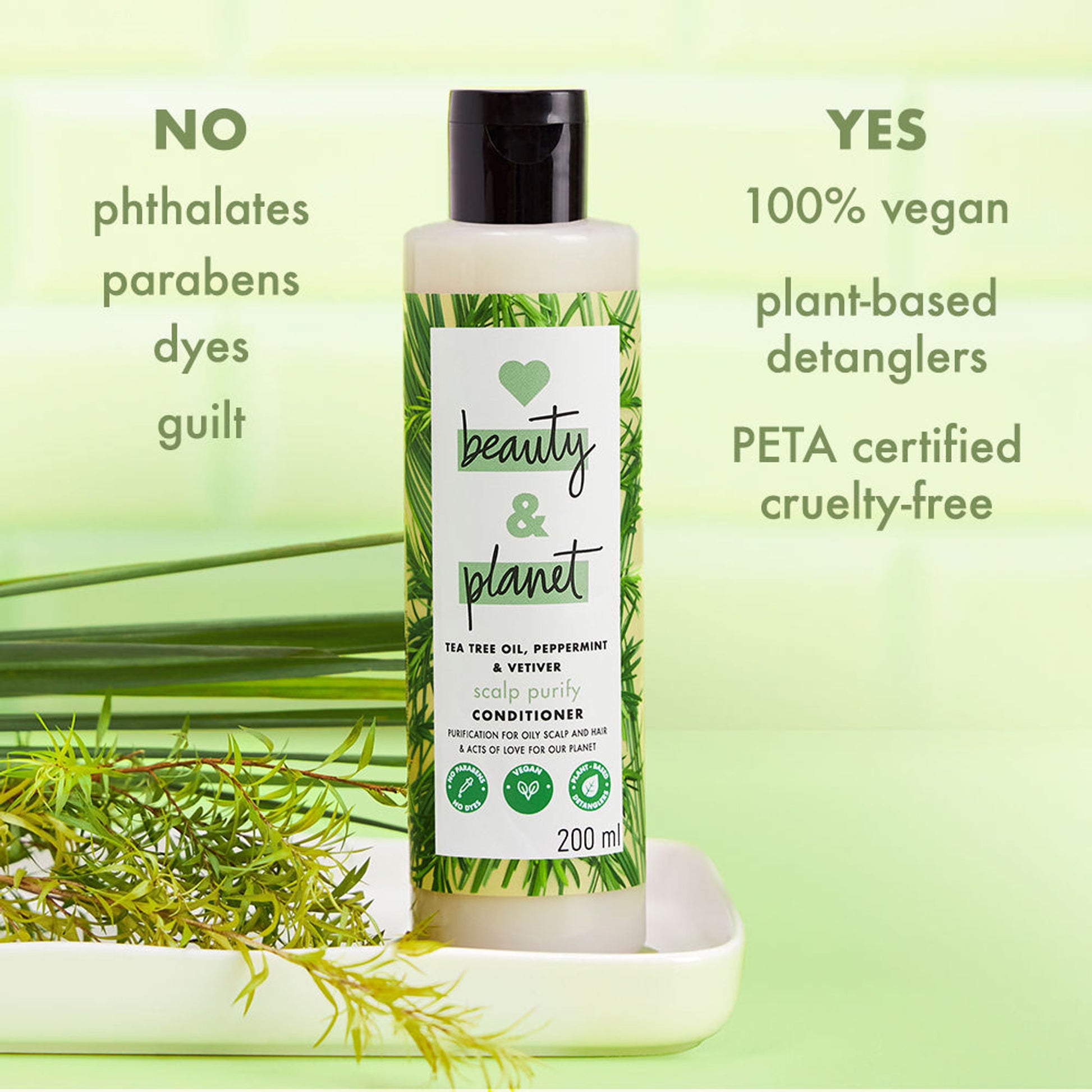 Love Beauty & Planet Tea Tree, Peppermint & Vetiver Clarifying Conditioner, No Sulphates